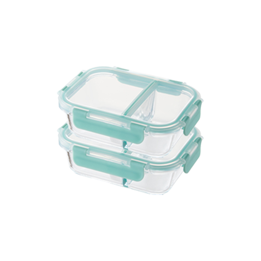 락앤락 칸칸이 직사각 2칸 유리 밀폐용기 600ml+600ml 제품 이미지