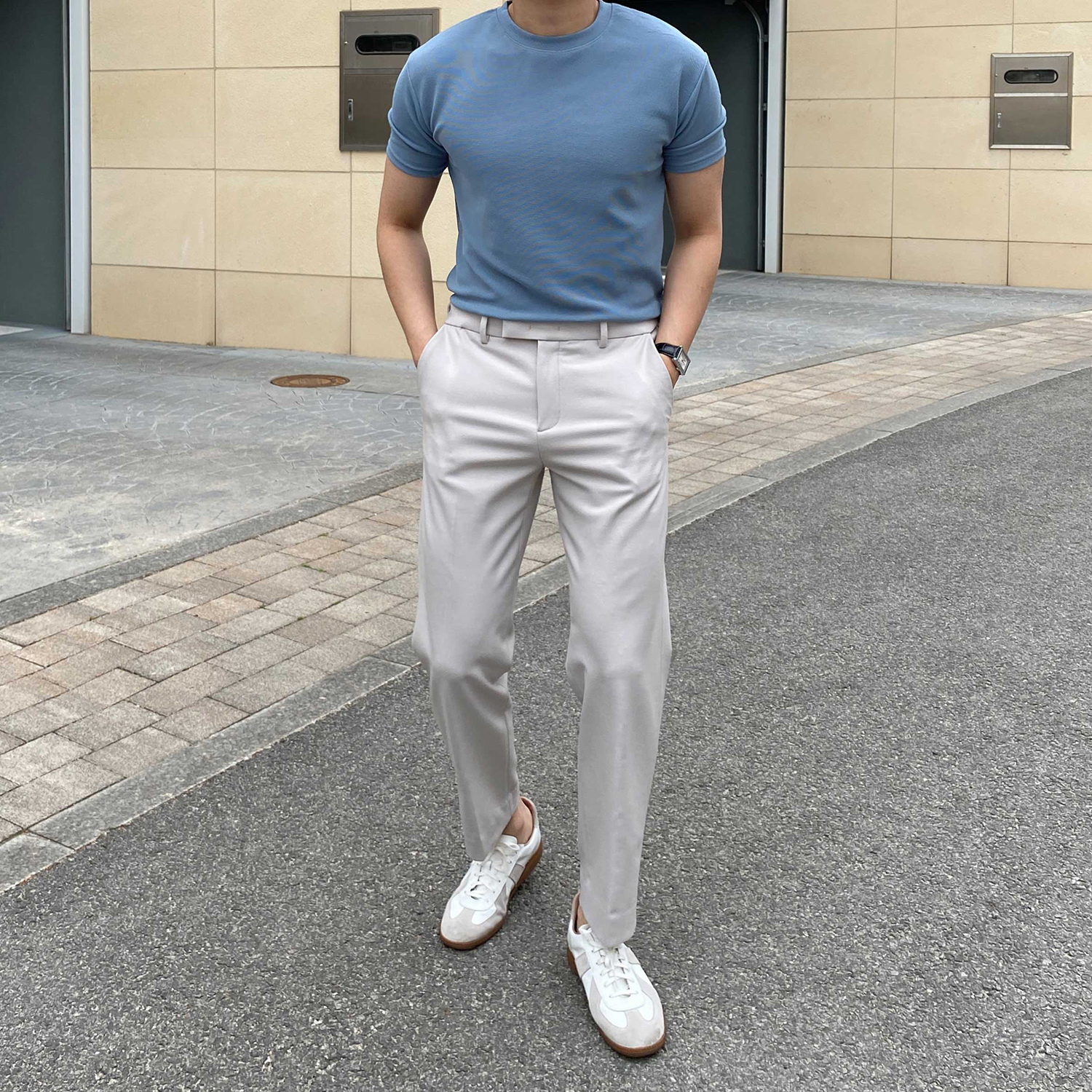 머슬핏반팔 쿨티 어깨넓어보이는옷 링클프리반팔 이미지 3