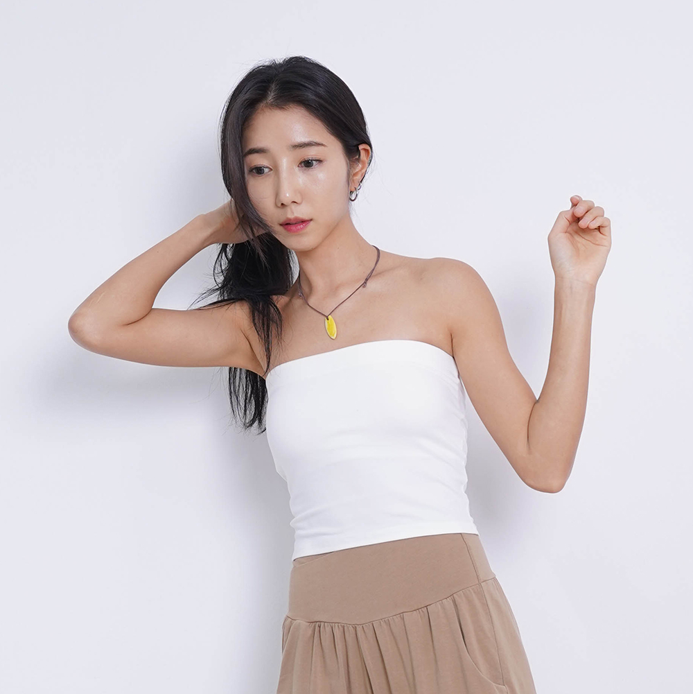 오프숄더 이너 캡내장 크롭탑 튜브탑 5color - 메인 이미지