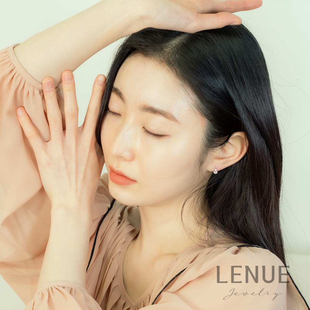 레뉴 라크리마 물방울 큐빅 귀걸이 / 14K 골드 페어컷 베이직 데일리 여자친구 생일 선물 이미지 7