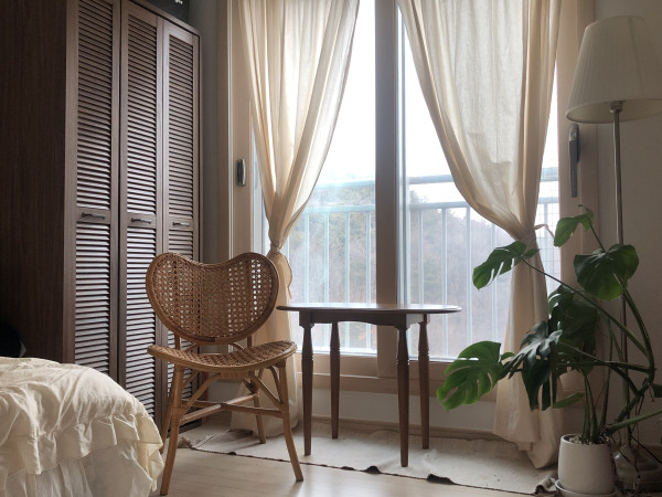 광목커튼 워싱 아이보리 카페커튼 국내생산 화이트 내츄럴