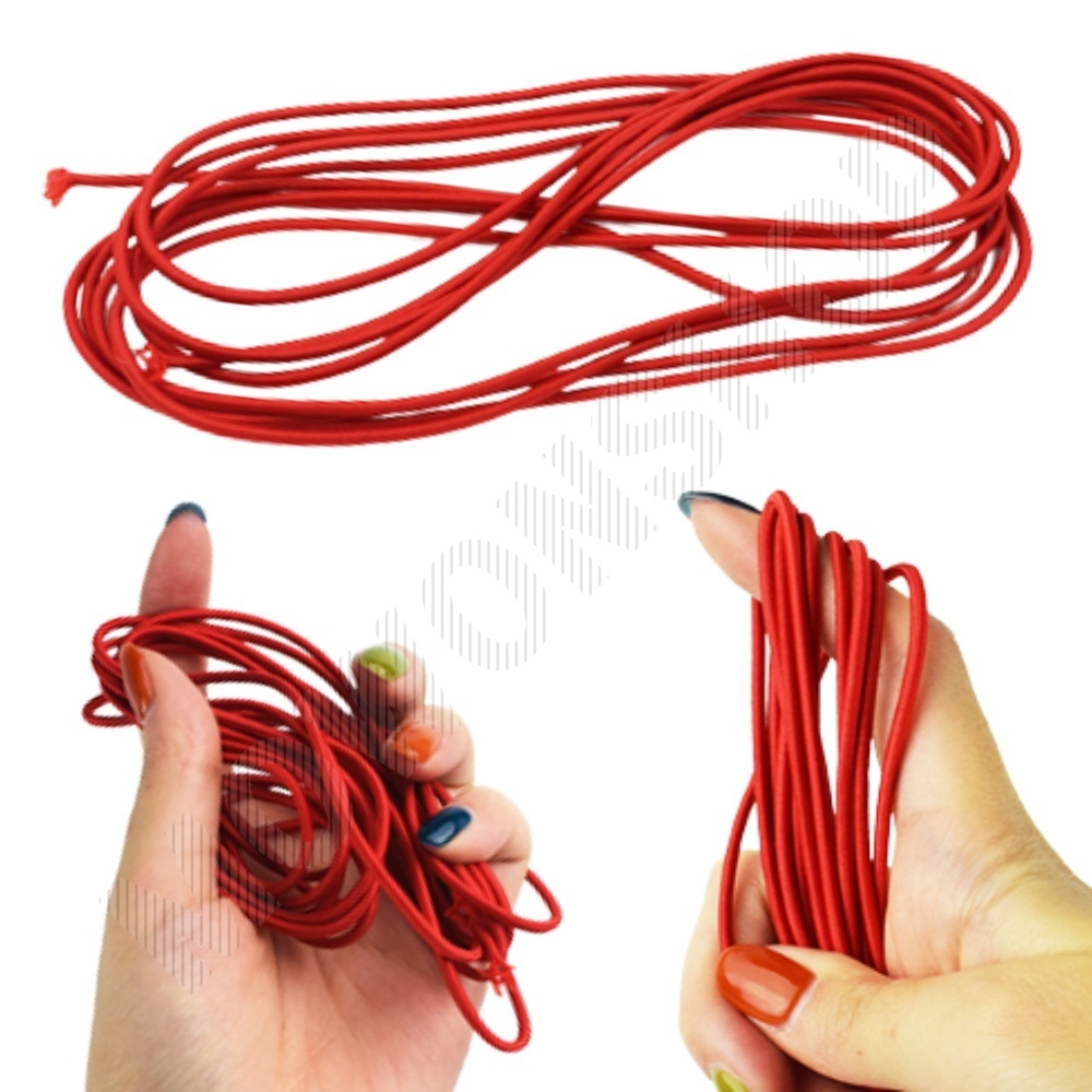 색 고무줄 색깔 둥근 굵은 컬러 고무밴드 고무줄놀이 레드 - 상품 이미지