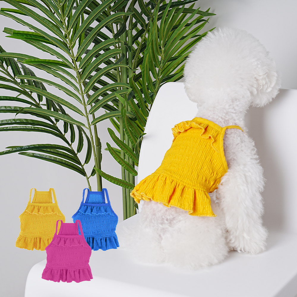 프릴 플리츠 주름 강아지옷 고양이 봄옷 여름 사계절 외출복 티셔츠 애견 나시티 치마