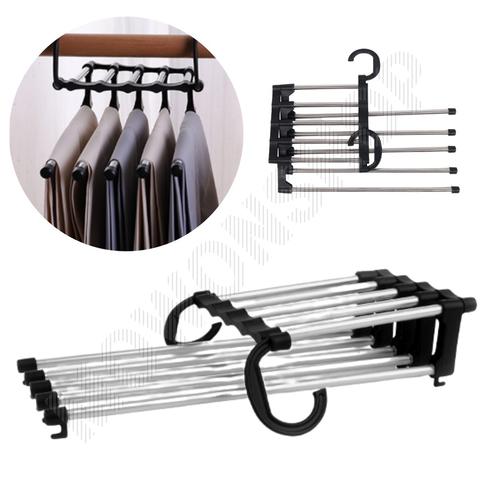 멀티 바지걸이 접이식 논슬립 바지 행거 보관 5단