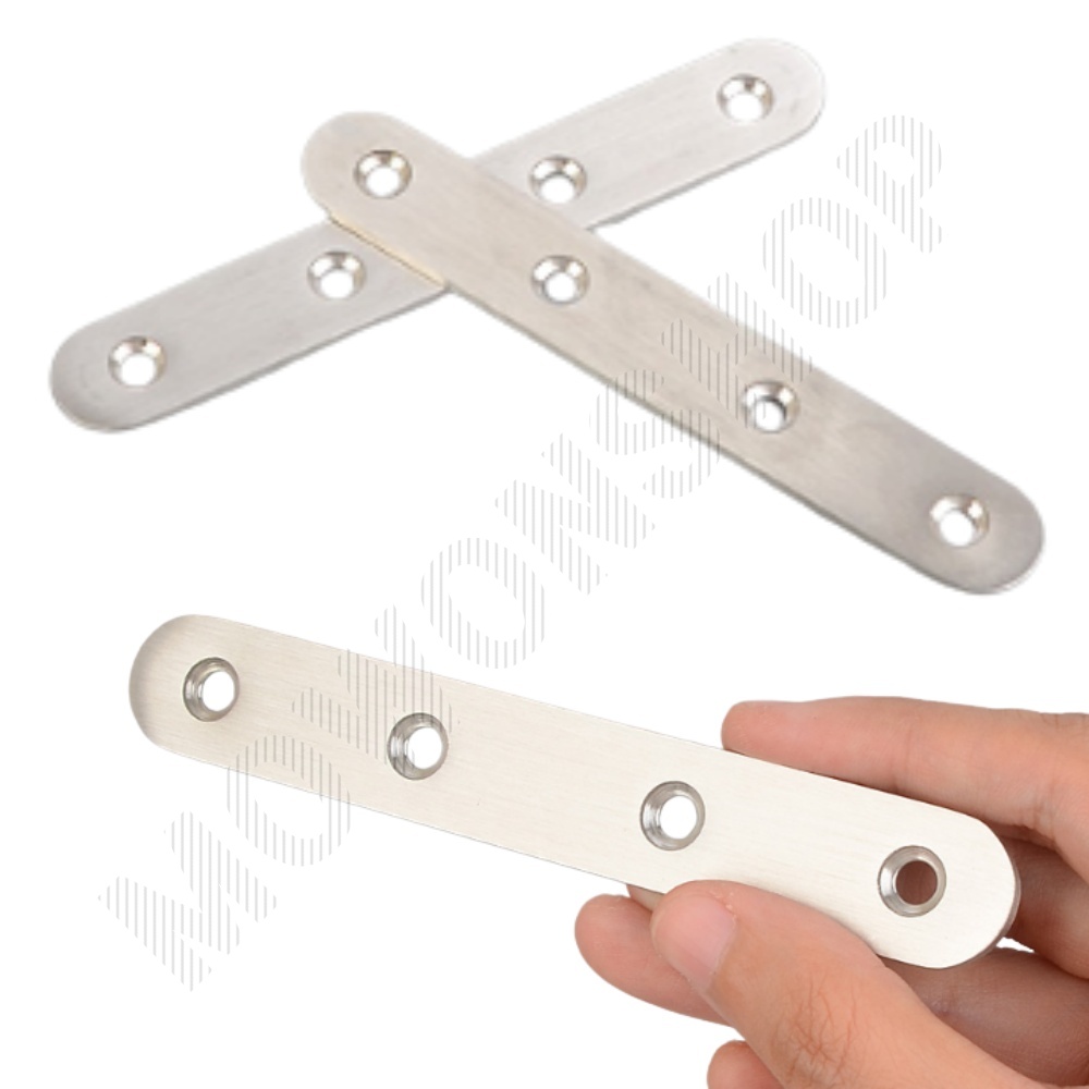 일자 평철 앵글 브라켓 경첩 스텐 보강철판 124mm 10P