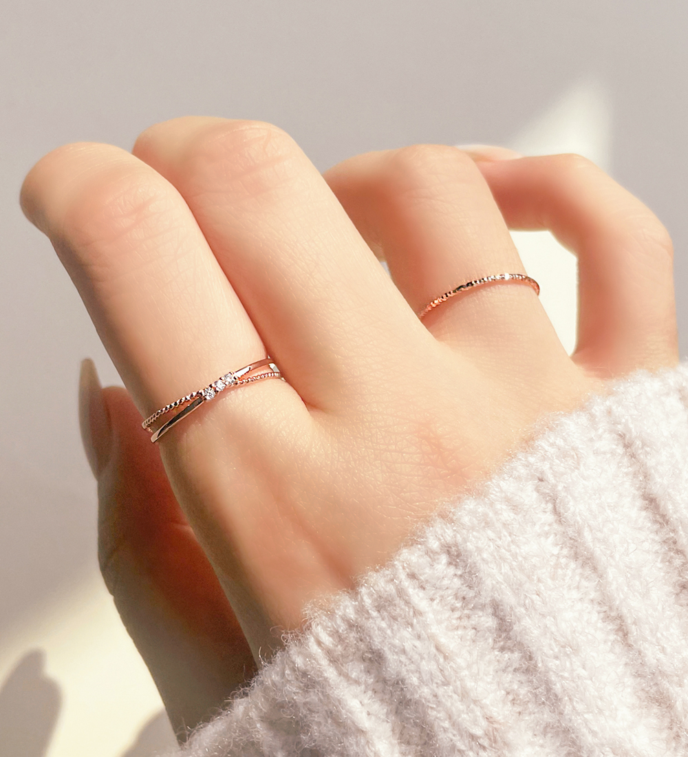 실버925 로즈골드 은반지 큐빅반지 꼬임디자인