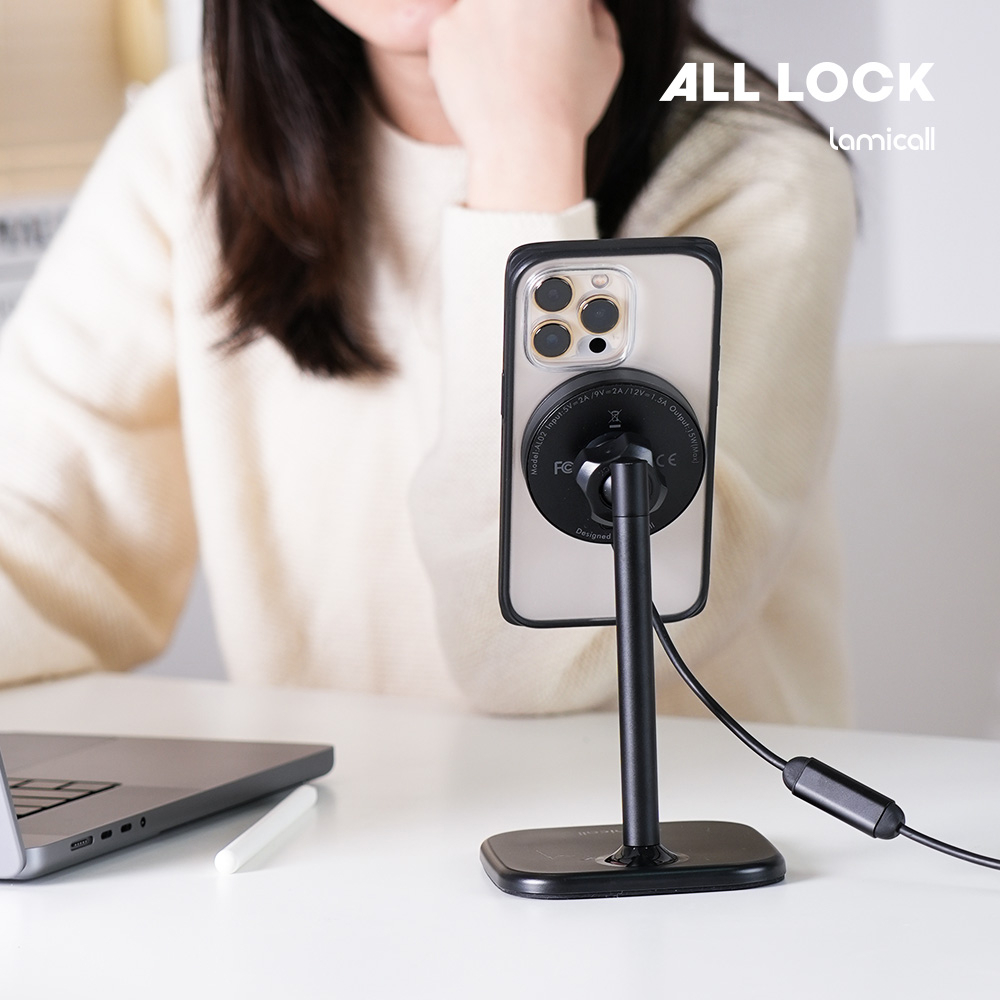 라미콜 올락 탁상 데스크탑 스탠드 맥세이프 케이스부착형 휴대폰 15W 무선 충전 거치대 - 상세 이미지 4
