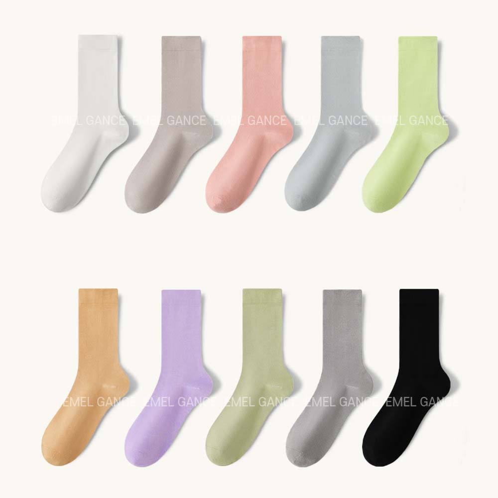 에멜강스 무압박 파스텔 면 양말 장목 무봉제 임산부 산모 돌돌이 무지 긴 검정 흰 양말 상세 이미지 7