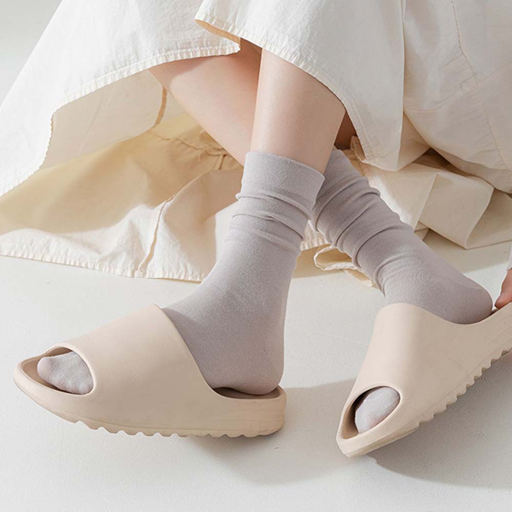 에멜강스 무압박 파스텔 면 양말 장목 무봉제 임산부 산모 돌돌이 무지 긴 검정 흰 양말 상세 이미지 5