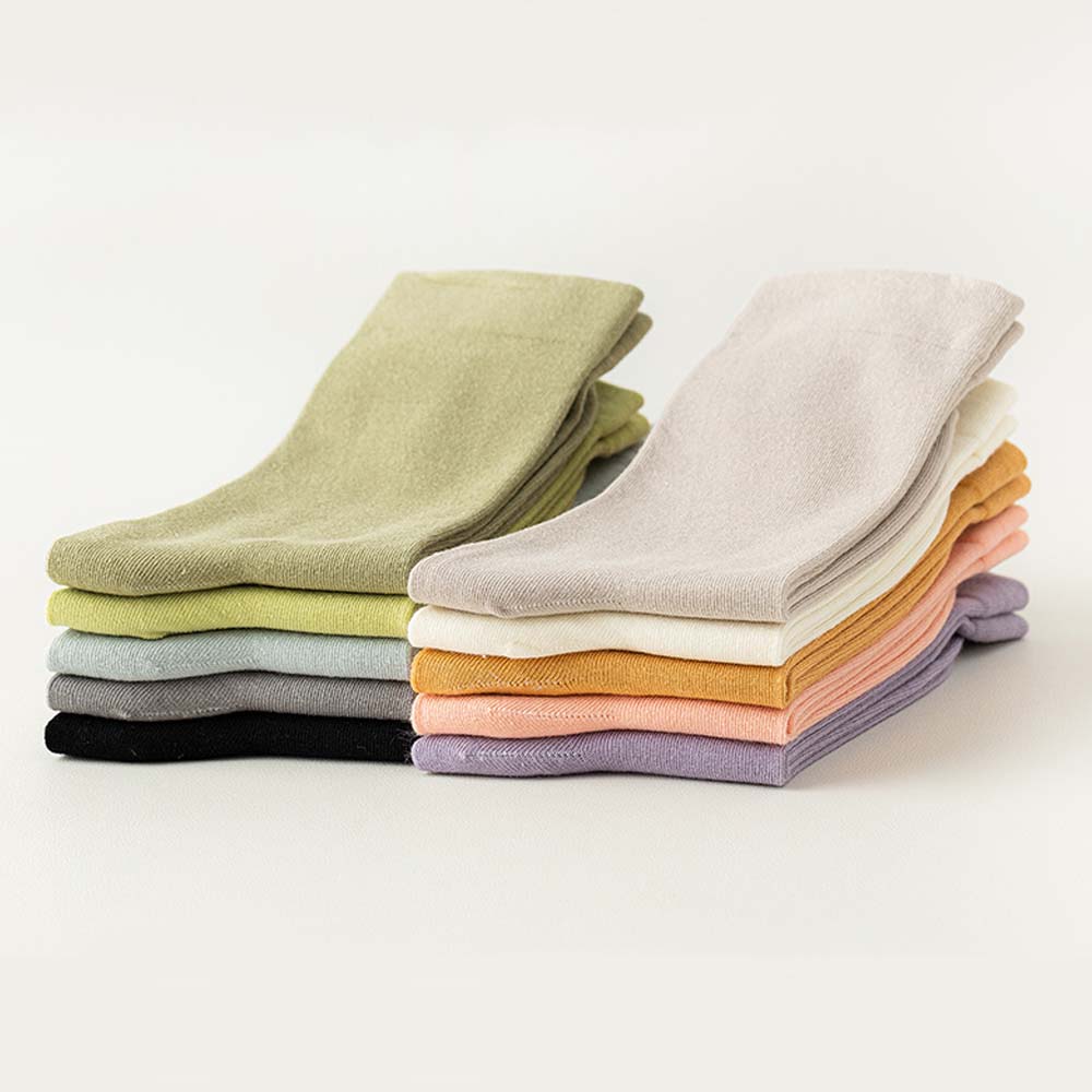 에멜강스 무압박 파스텔 면 양말 장목 무봉제 임산부 산모 돌돌이 무지 긴 검정 흰 양말 상세 이미지 4