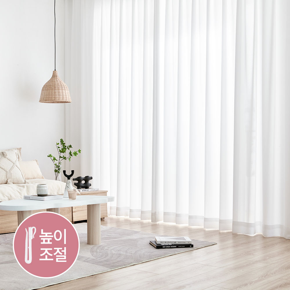 [맞춤커튼] 국내생산 이음선없는 도톰차르르 나비주름 화이트 쉬폰 거실 안방 속커튼