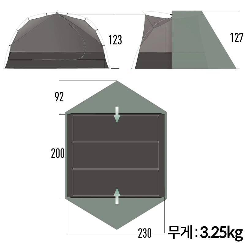 씨투써밋 아이코스 TR3 텐트 넓은공간 다용도 백피킹 비박 여행용 캠핑 모토 텐트 - 상세 이미지 3