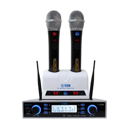 DENICS Y-959WD 충전식 노래방 무선마이크 송수신기 (마이크 검정색) : 미디어퍼스트