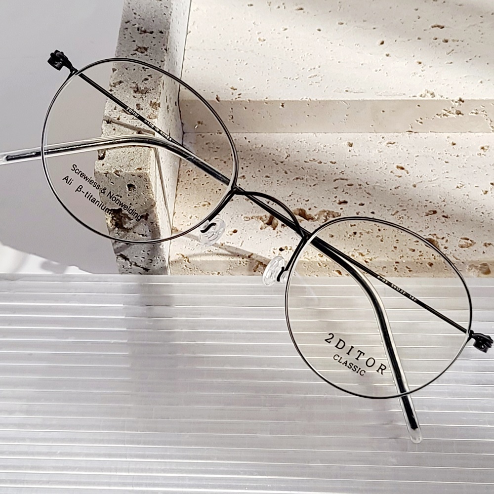3g 초경량 가벼운 나사없는 퓨어 티타늄 안경테 얇은 실테 블루라이트차단 렌즈