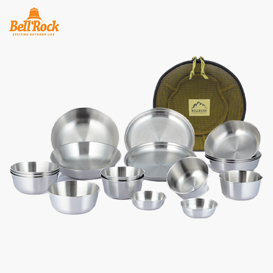 벨락 캠핑 접시 세트 18pcs 스테인레스 접시 식기
