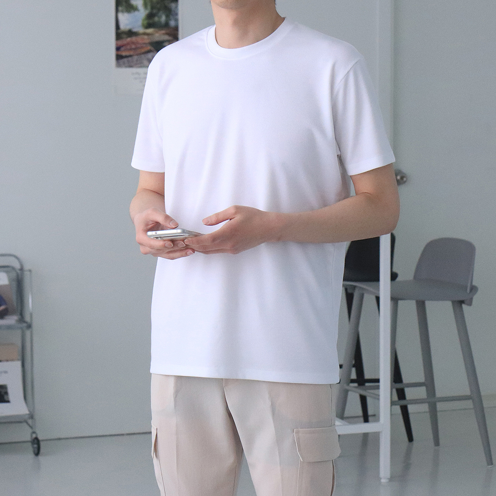 남자반팔티 구김없는 이너 머슬핏 반팔 이미지 2