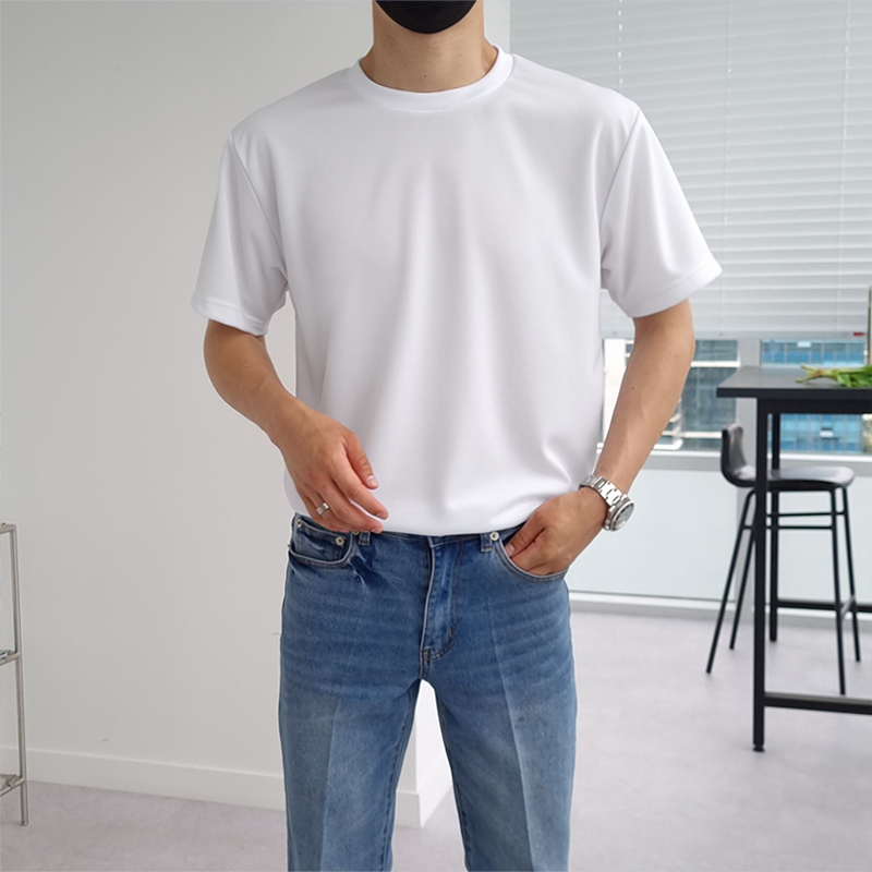 1+1+1 남자 멘슈 여름 드라이핏 쿨링 스판 무지 반팔티 이미지 3