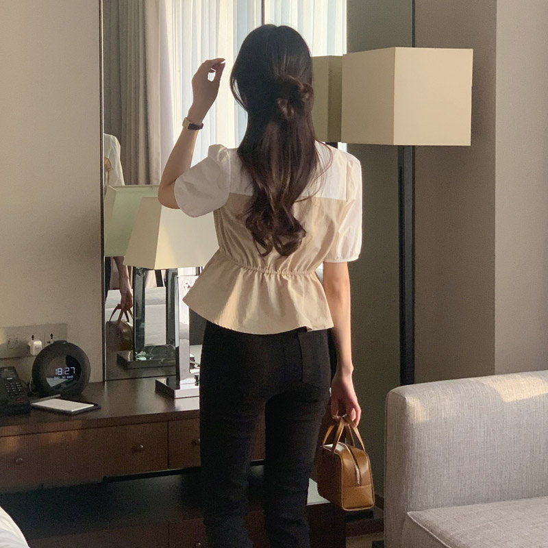 페플럼 뷔스티에 반팔 블라우스 bs7587 - 상세 이미지 3