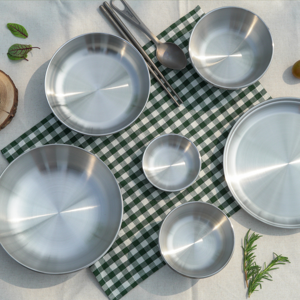 벨락 캠핑 접시 세트 10pcs 스테인레스 식기세트