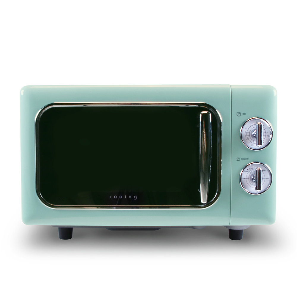 쿠잉 레트로 플랫전자렌지 MC-R20FL 무회전 전자랜지 미니 소형 블루