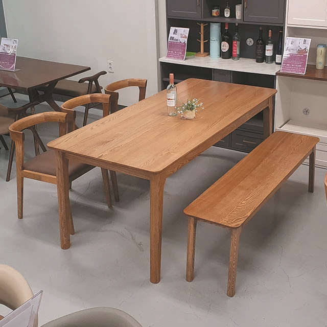 스코나 스틸슨 물푸레 애쉬 원목 3인 벤치 의자 1500