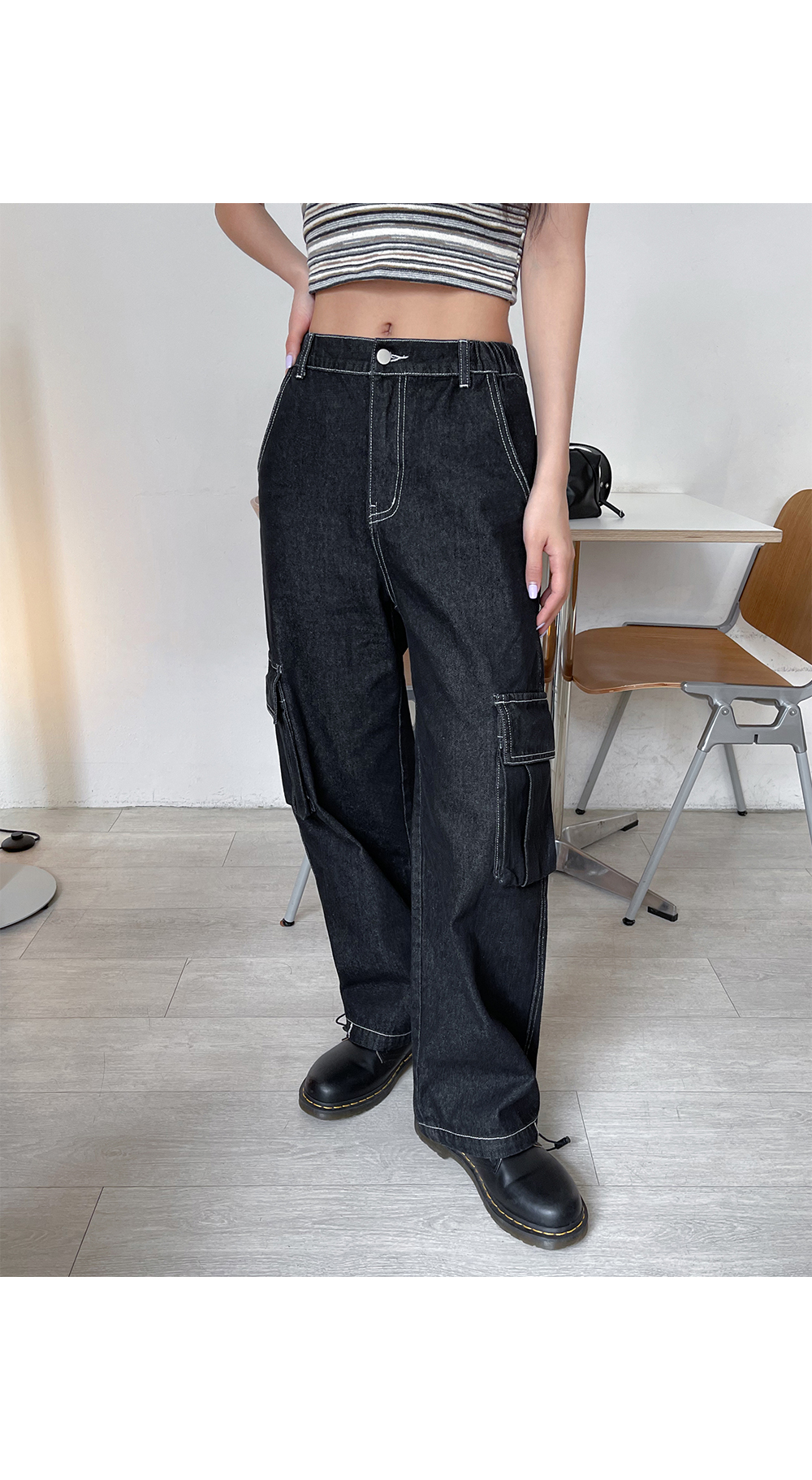 [3천장돌파][MADE] 빅사이즈 S-4XL 미유키 투웨이 스트링 청 밴딩 카고바지 Y2K 룩 상세 이미지 25