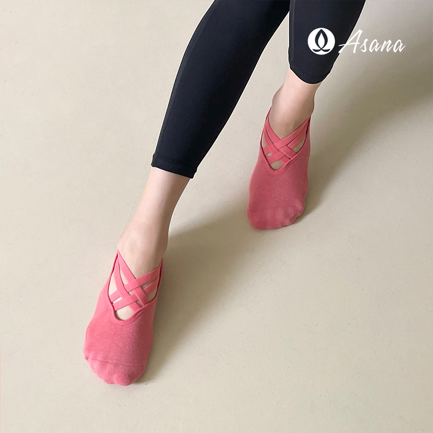 아사나 와플크로스 리본 쿠셔닝 쿠션 요가 필라테스 양말 논슬립 필라테스삭스 - 상세 이미지 3