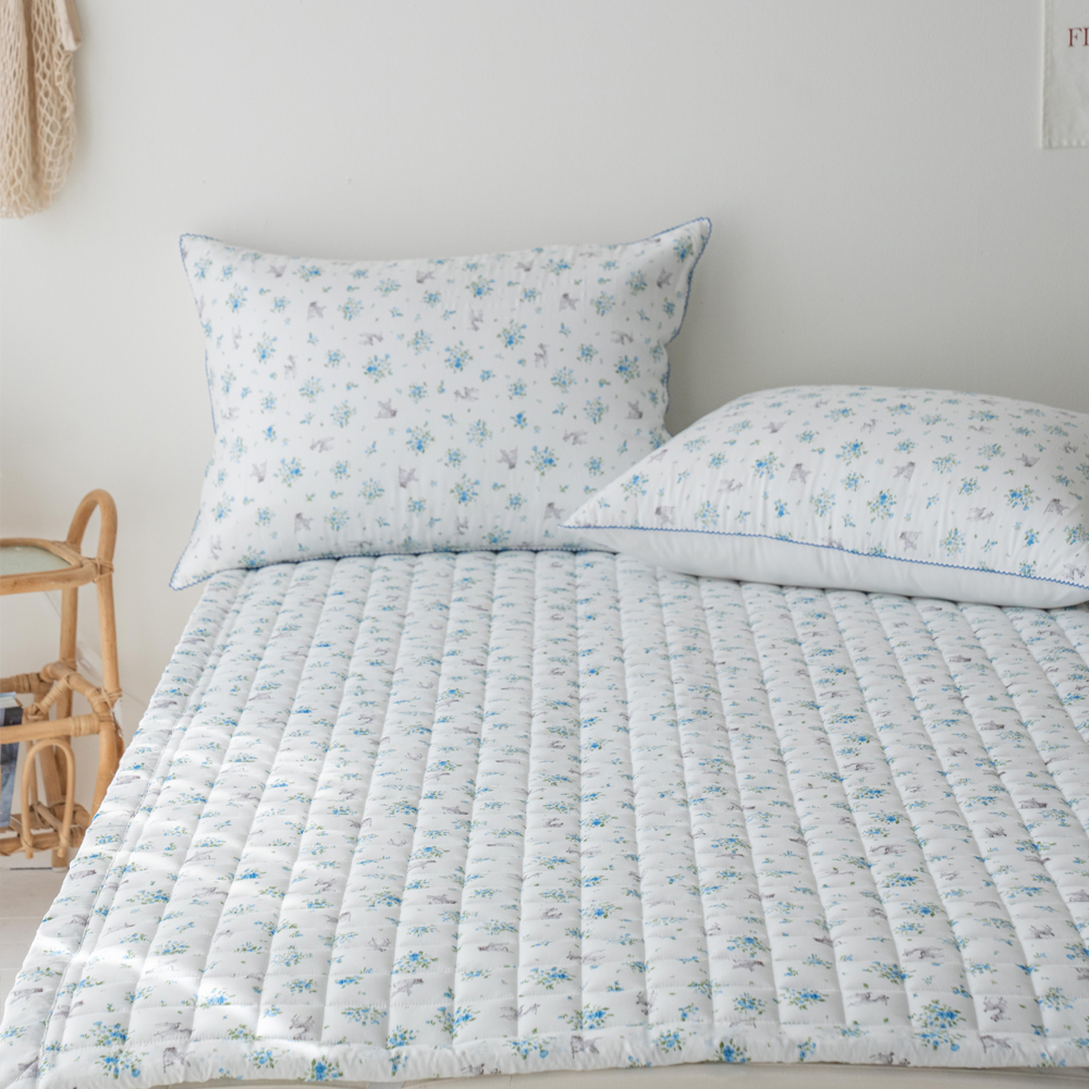 모달패드 부드러운 플라워패턴 송화침장 어린이 슈퍼싱글침대패드