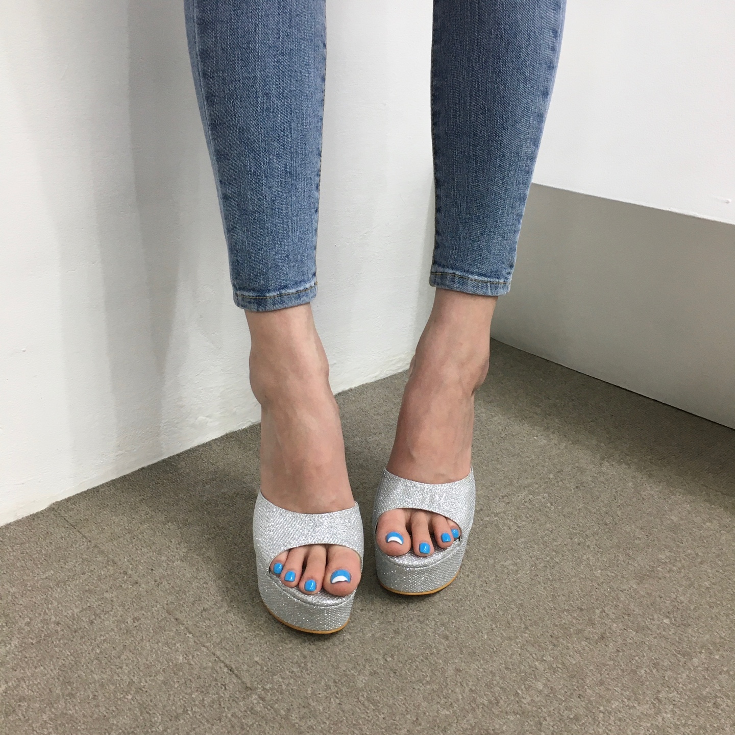[당일배송/국산수제화] 샤이니 토오픈 가보시 뮬 슬리퍼 샌들힐 13cm 상세 이미지 9