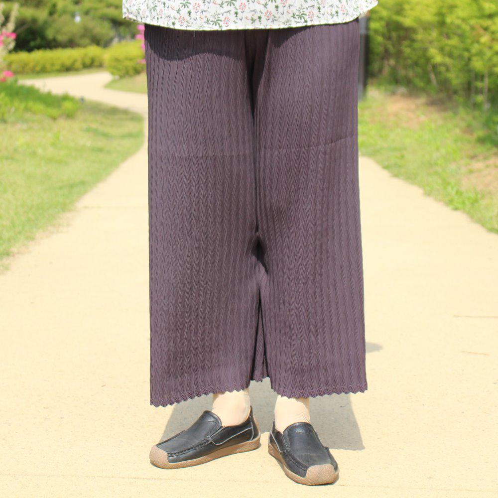 할머니바지 보리주름바지 브라운 밴딩바지 60대70대80대90대생신 할머니옷선물 어버이날 - 상품 이미지