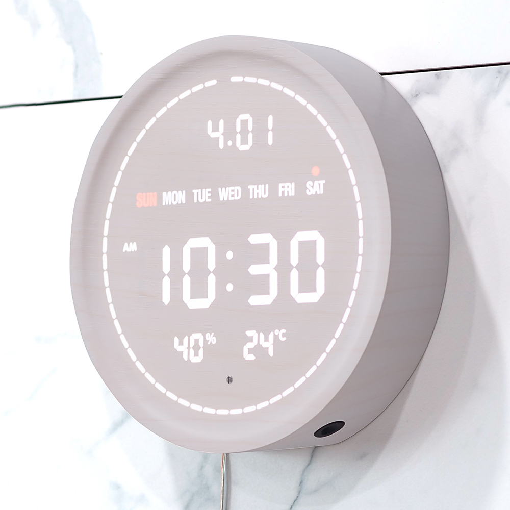 플라이토 와이파이 인테리어 LED 탁상시계 전자 디지털 무소음 테이블 시계 필링 18cm