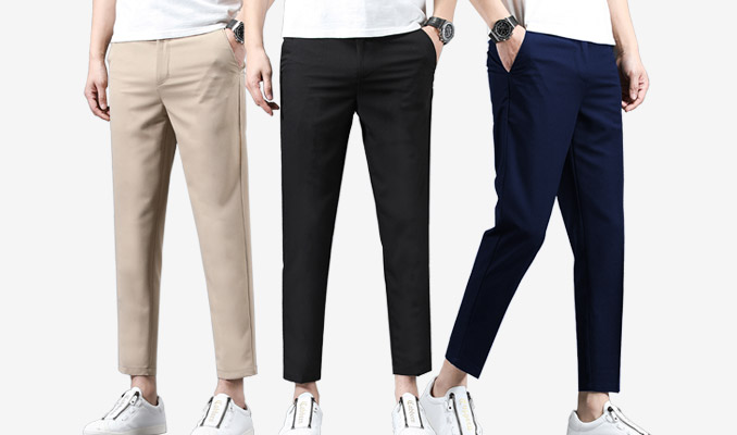 홀리데이 1+1 남녀공용 면스판바지/ 밴딩 슬림팬츠 - 상세 이미지 2