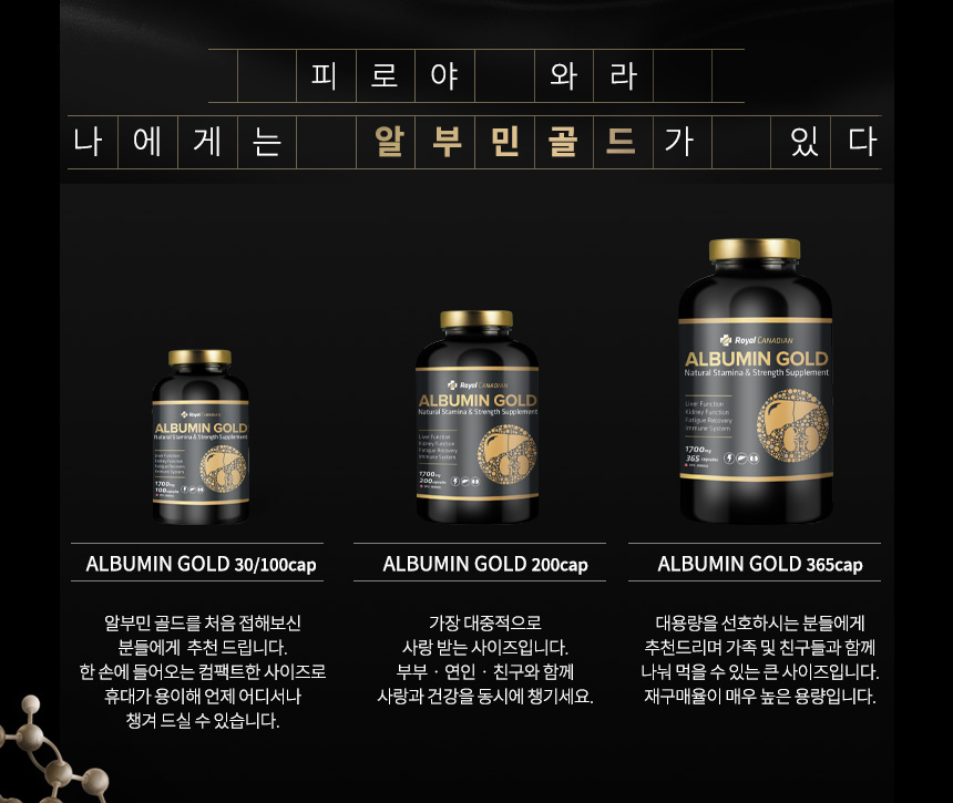 로얄캐네디언 알부민 골드 먹는 알부민 피로 회복 캐나다 부모님 생일 선물 200정, 1개 - 상세 이미지 4