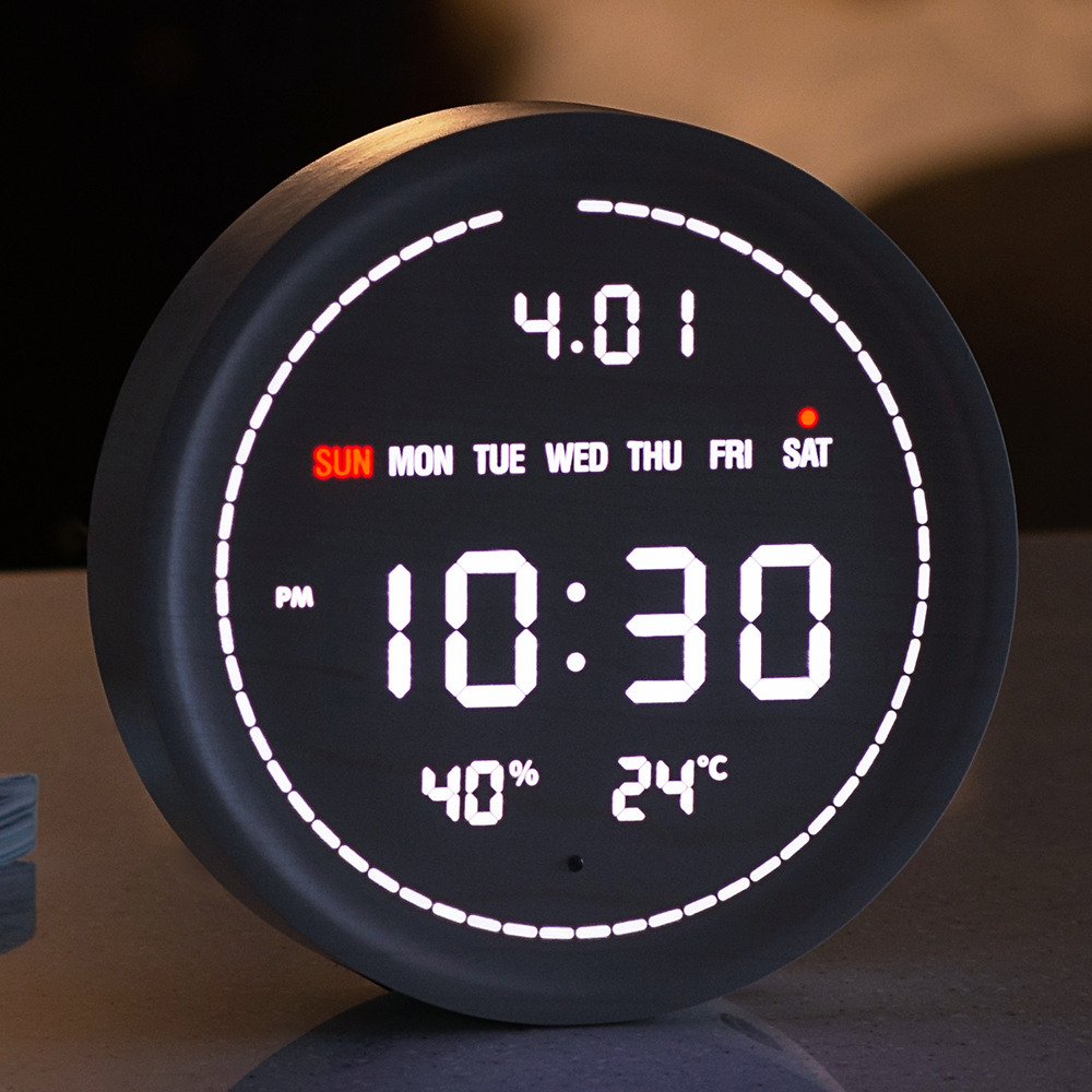 플라이토 와이파이 인테리어 LED 탁상시계 전자 디지털 무소음 테이블 시계 필링 18cm