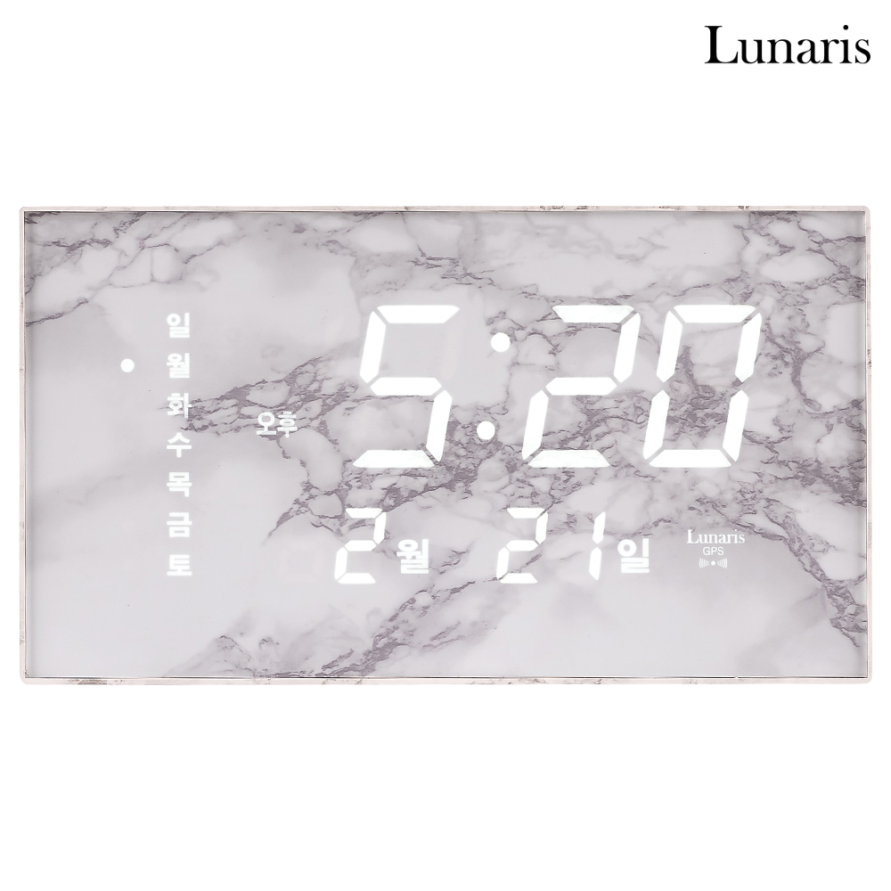 국산 루나리스 GPS수신 LED 벽시계 36cm 대리석 색상