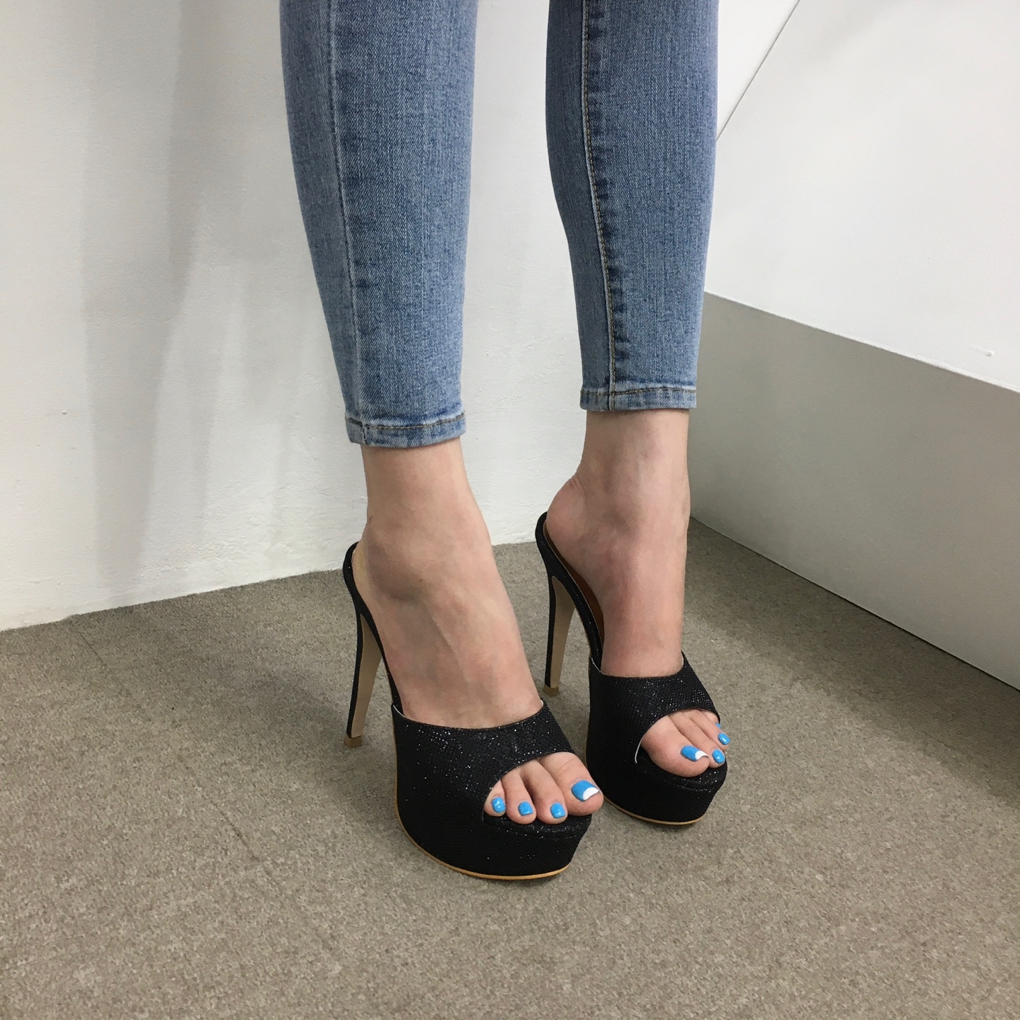 [당일배송/국산수제화] 샤이니 토오픈 가보시 뮬 슬리퍼 샌들힐 13cm 상세 이미지 26