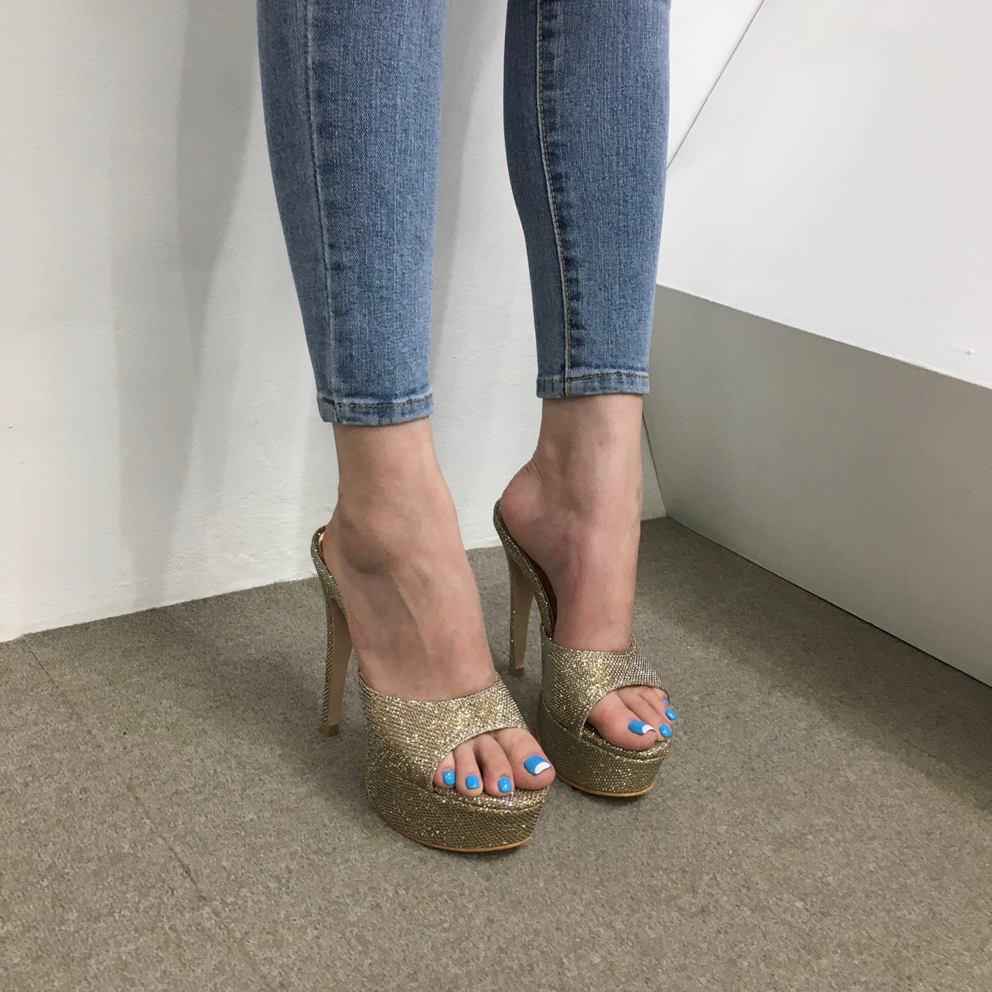 [당일배송/국산수제화] 샤이니 토오픈 가보시 뮬 슬리퍼 샌들힐 13cm 상세 이미지 18