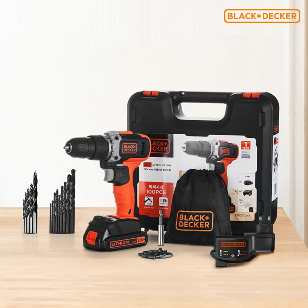 블랙앤데커 20V 무선 충전 드릴 드라이버 EBCD703K