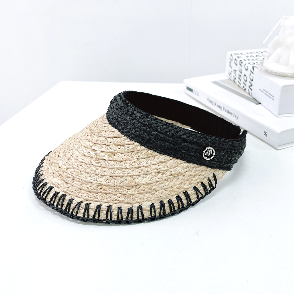 엠 스티치 천연소재 라피아 밀짚 자외선차단 여름 여성 썬캡