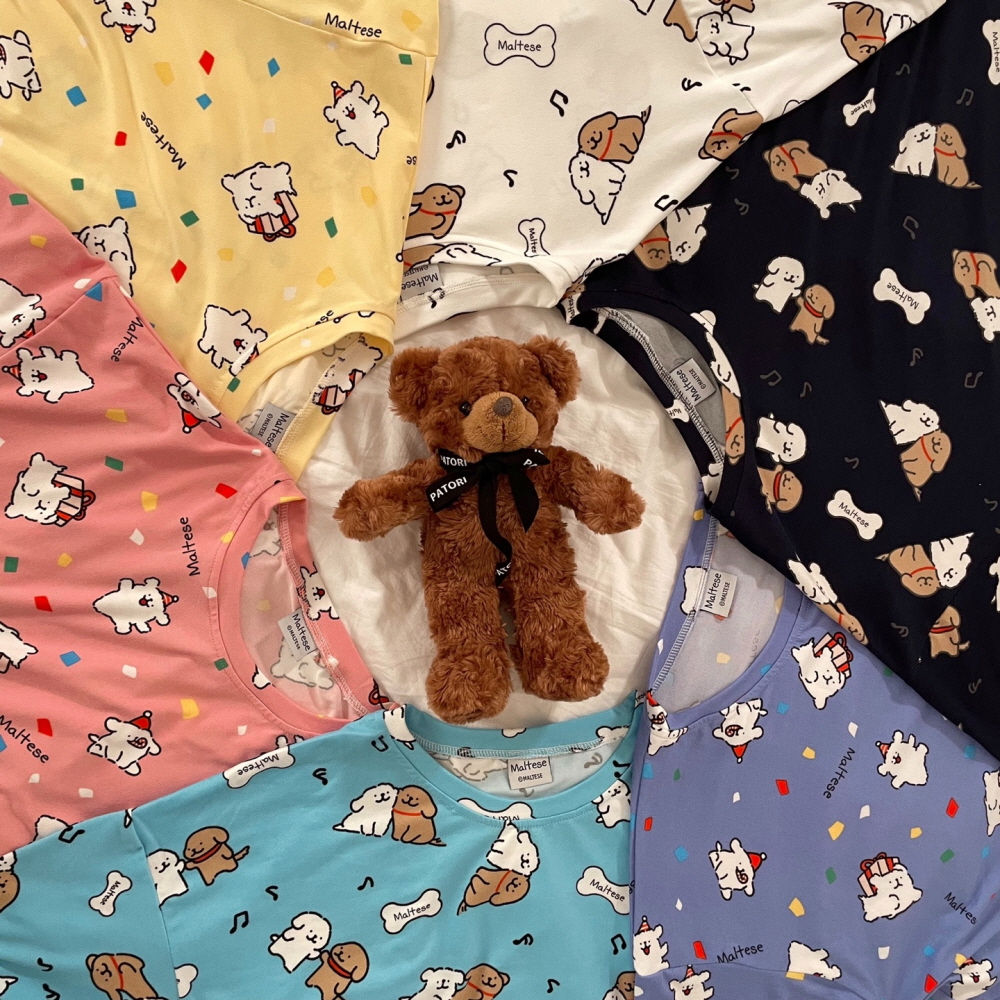 여름 치즈 몰티즈 쿨링 반팔 커플잠옷 빅사이즈 냉장고 파자마 파티 제품 이미지