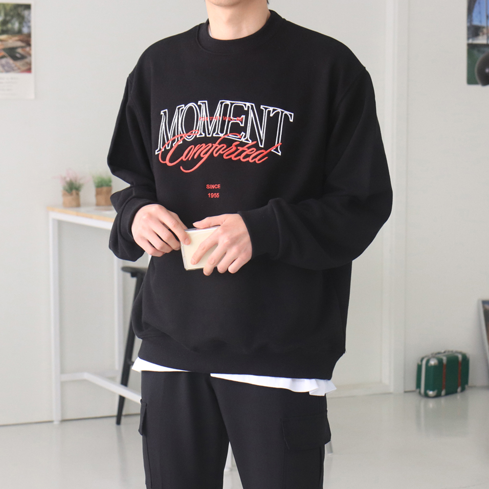 남자맨투맨 자수 레터링 긴팔티 남자오버핏맨투맨 - 상세 이미지 2