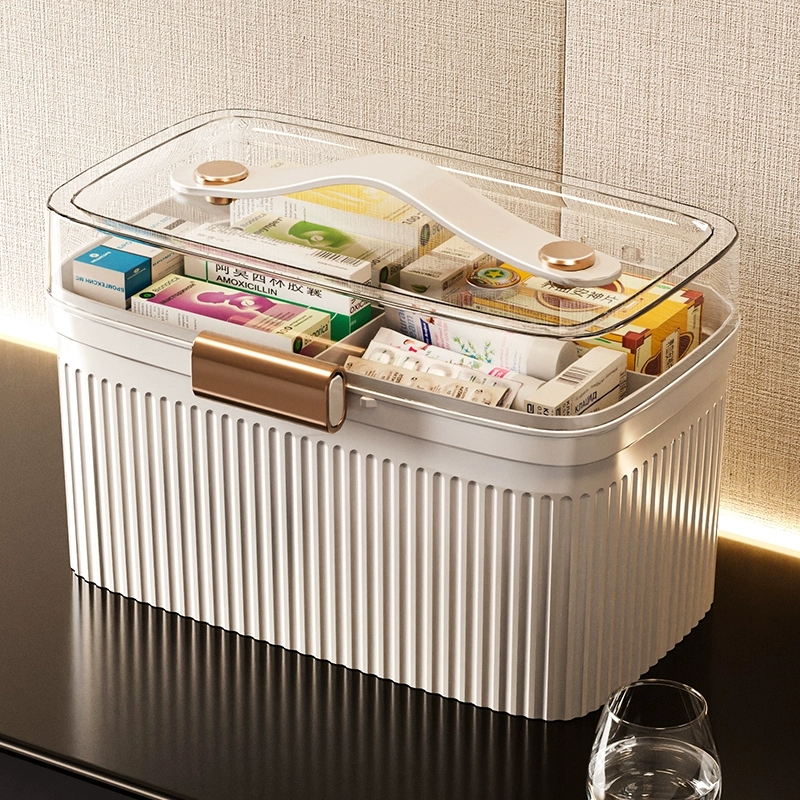 2단 구급함 구급상자 약통 케이스 약보관함 상자 가정용 상비약 화이트 중형