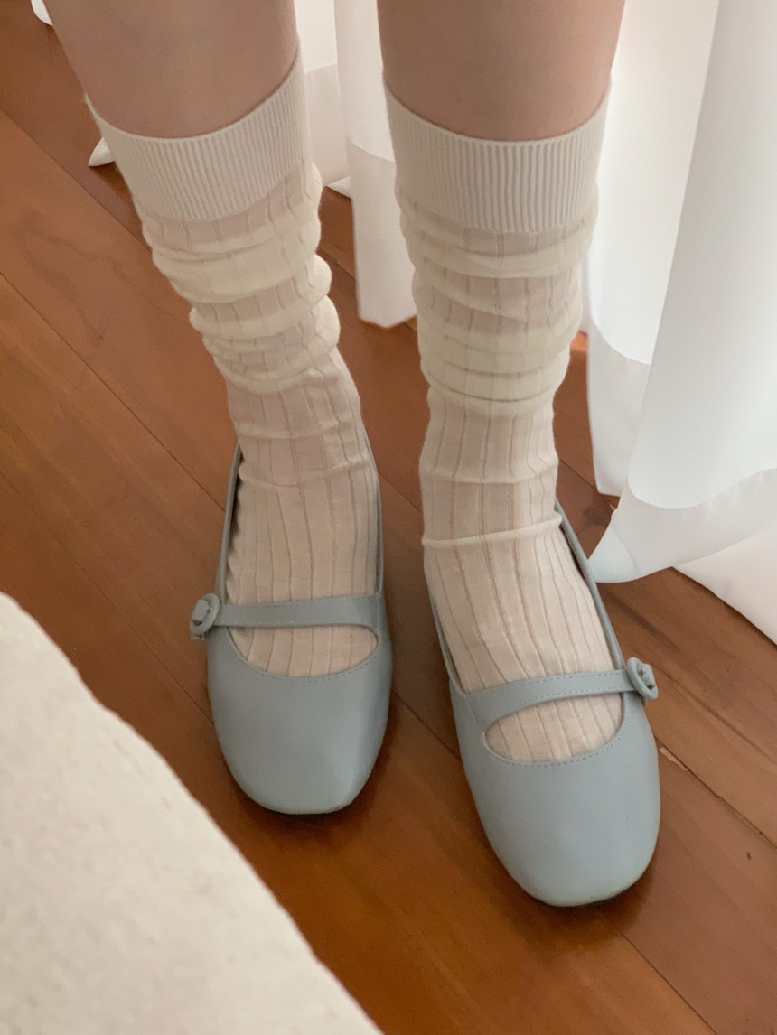 [당일발송] 뮤뮤 메리노울 시스루 롱 루즈삭스 양말 (4color) 상세 이미지 4