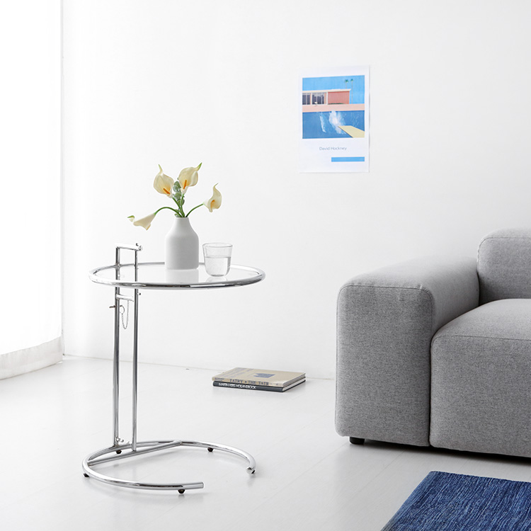 심플리 투명 높이조절 사이드테이블 원형 0518.3947