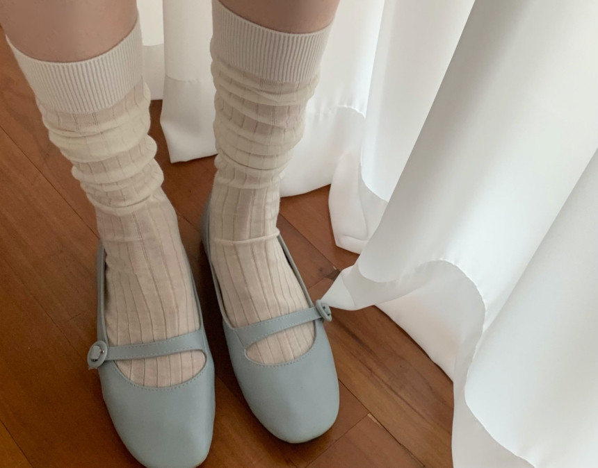 [당일발송] 뮤뮤 메리노울 시스루 롱 루즈삭스 양말 (4color) 상세 이미지 7