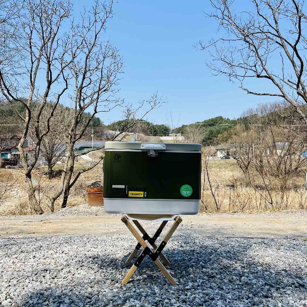 캠핑덕 접이식 우드 패브릭 쿨러 스탠드 아이스박스 카고박스 받침대 거치대 폴딩 감성캠핑 선반 - 상세 이미지 3
