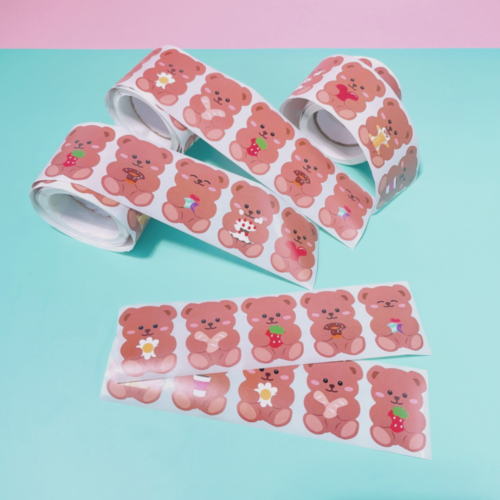 베어 롤 스티커 답례품 구디백 선물 포장 곰돌이 스티커 꾸미기 제품 이미지