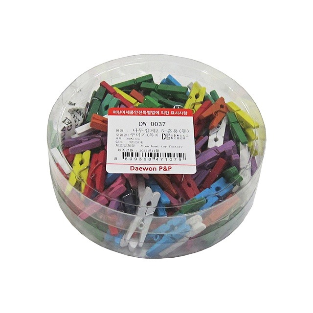 칼라 나무집게 길이 25mm 폭 3mm - 상품 이미지