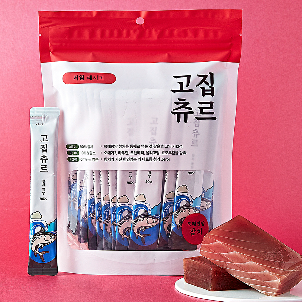 고집츄르 닭&연어&참치 버라이어티팩 60개입 : 부부 펫