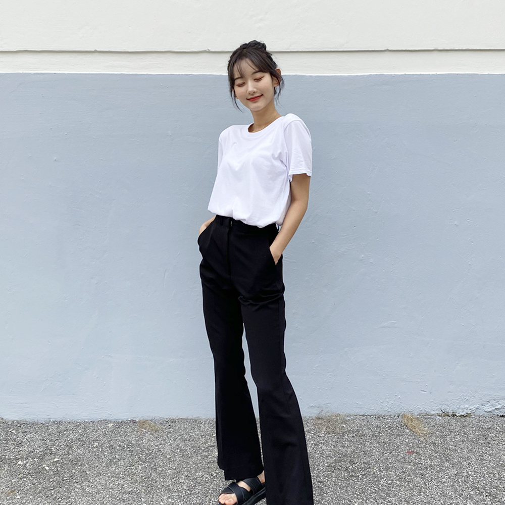 흰티 기본 라운드 무지 티 면티 - 상세 이미지 5